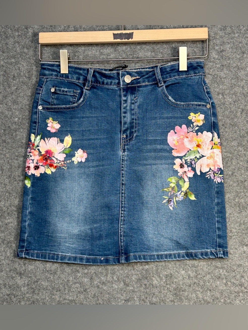 Misguided Women’s 6 Floral Appl Denim Mini Skirt Casual Denim Western Boho New